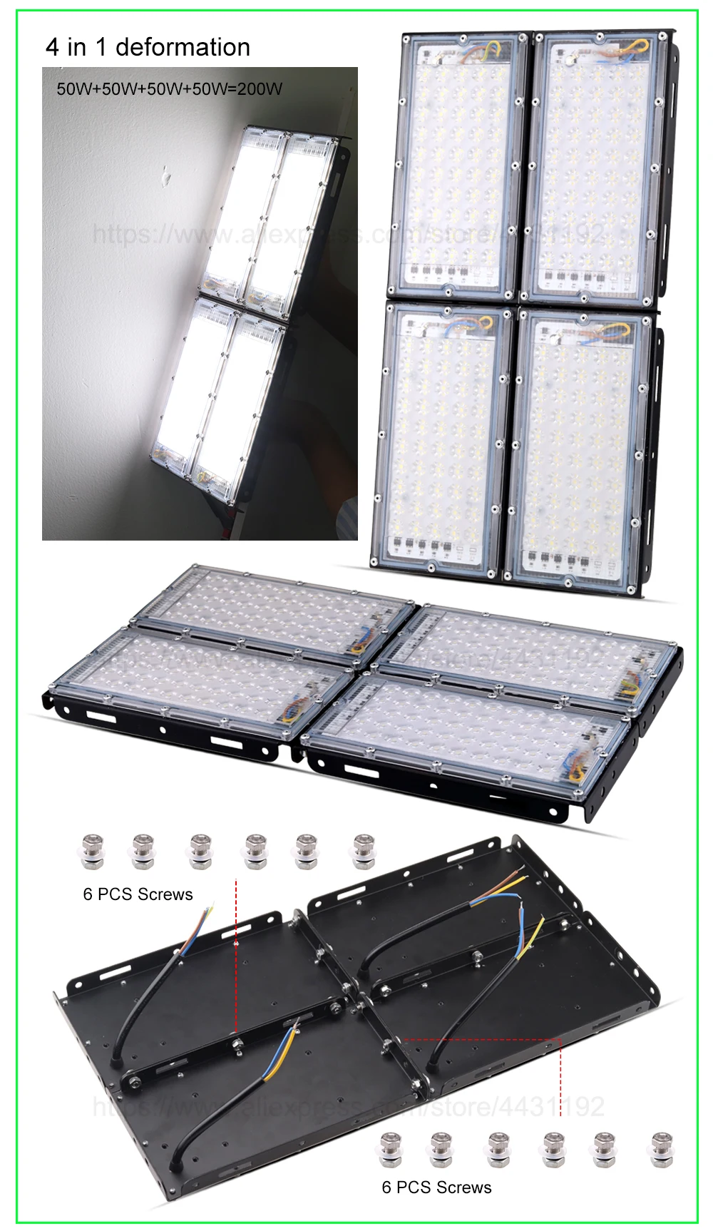 Borbede 50W 100W 200W СВЕТОДИОДНЫЙ Прожектор Светильник Уличный настенный Точечный светильник Водонепроницаемый лампа DIY Комбинации потолочные светильник рекламных щитах Алюминий