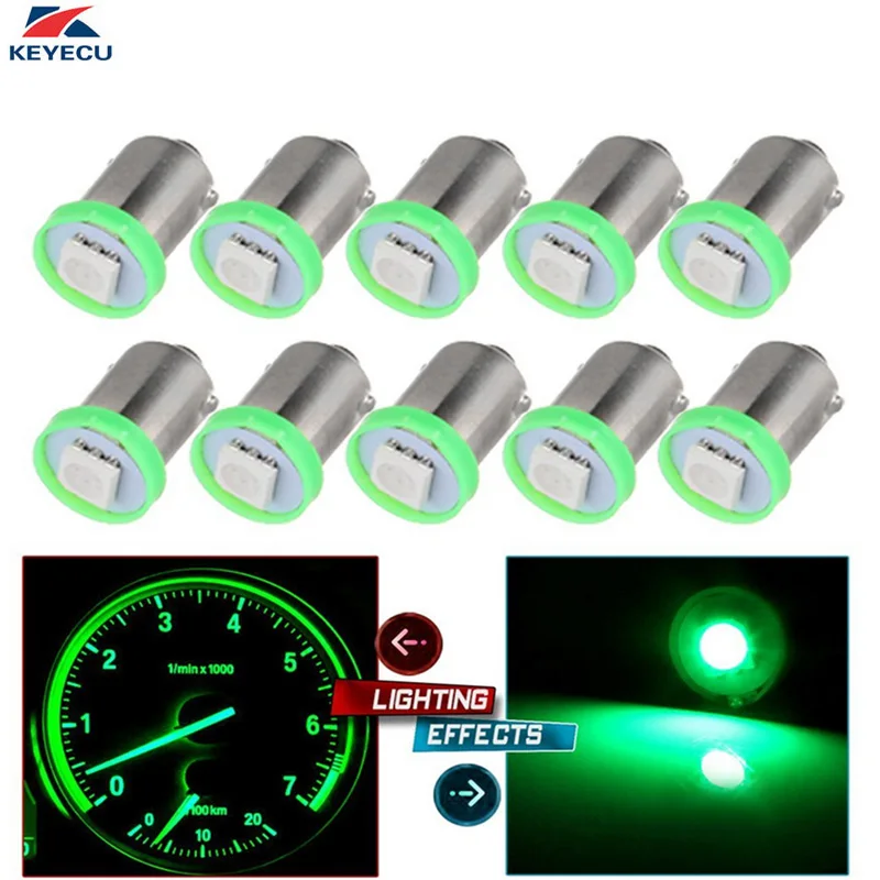 KEUECU 10 шт. зеленая BA9S 5050 1SMD Canbus безошибочная Внутренняя купольная автомобильная