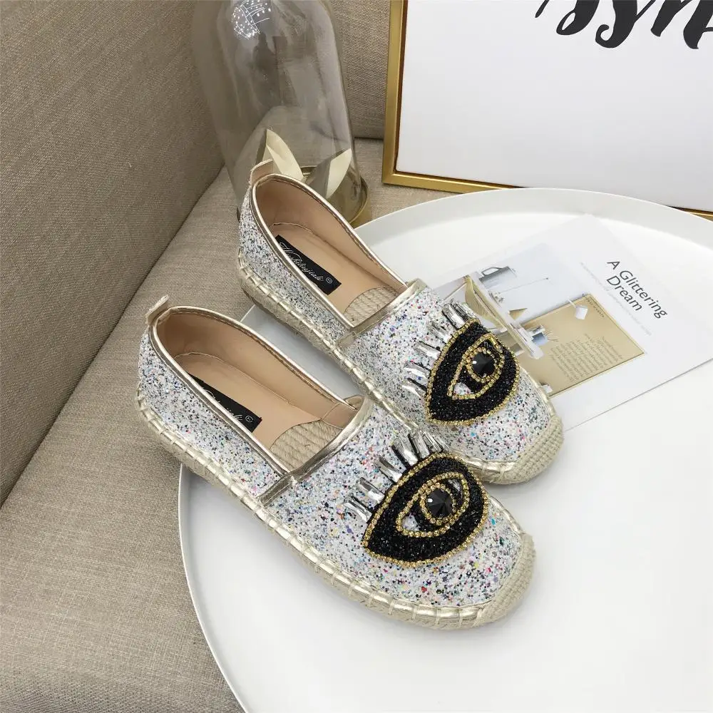 Разноцветные блестящие эспадрильи Женская обувь в рыбацком стиле с большими