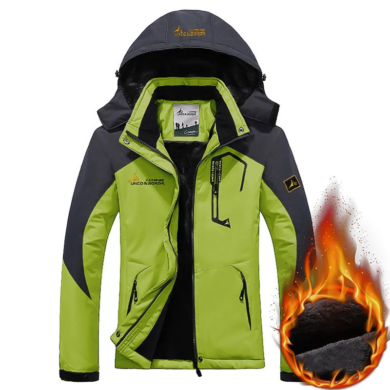 Fluorescent green Женская водонепроницаемая куртка для сноуборда, походов, Походов, Кемпинга, внутреннего флиса, теплые куртки, Женская Спортивная ветровка, дождевик - Цвет: Fluorescent green