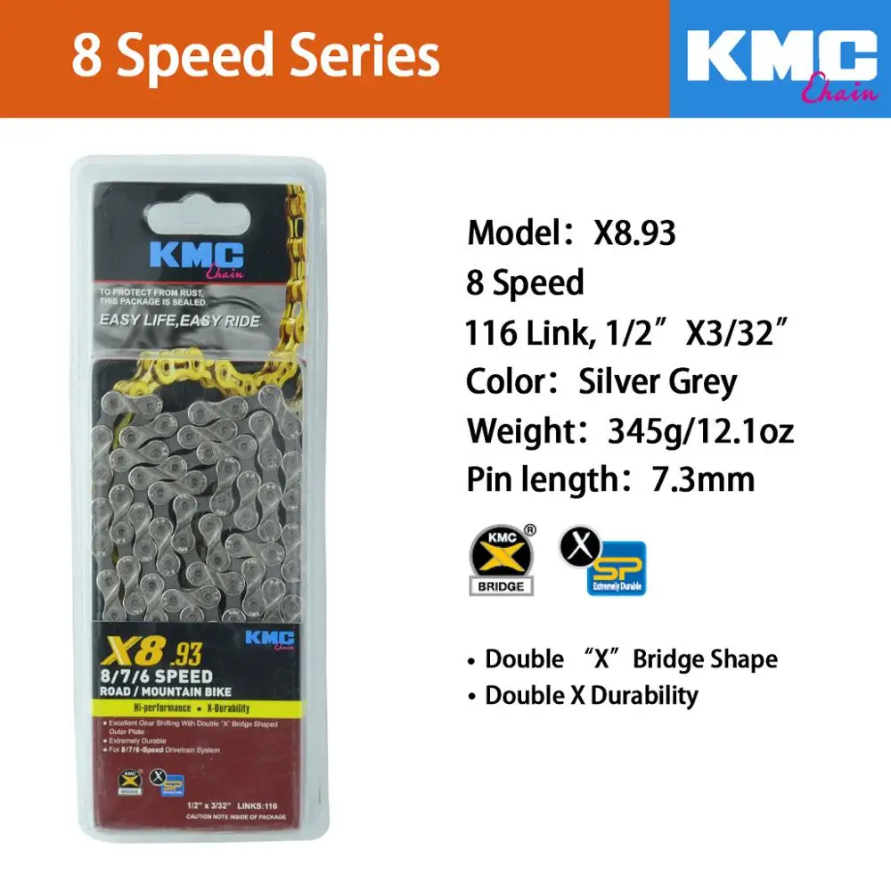 KMC X8 X9 X9sl X10 X10sl X11SL Z99 велосипедная цепь 9S 10S 11S золото для MTB/шоссейного велосипеда fo Shimano/SRAM 8 9 10 11 скорость 116л/цепной велосипед - Цвет: X8.93
