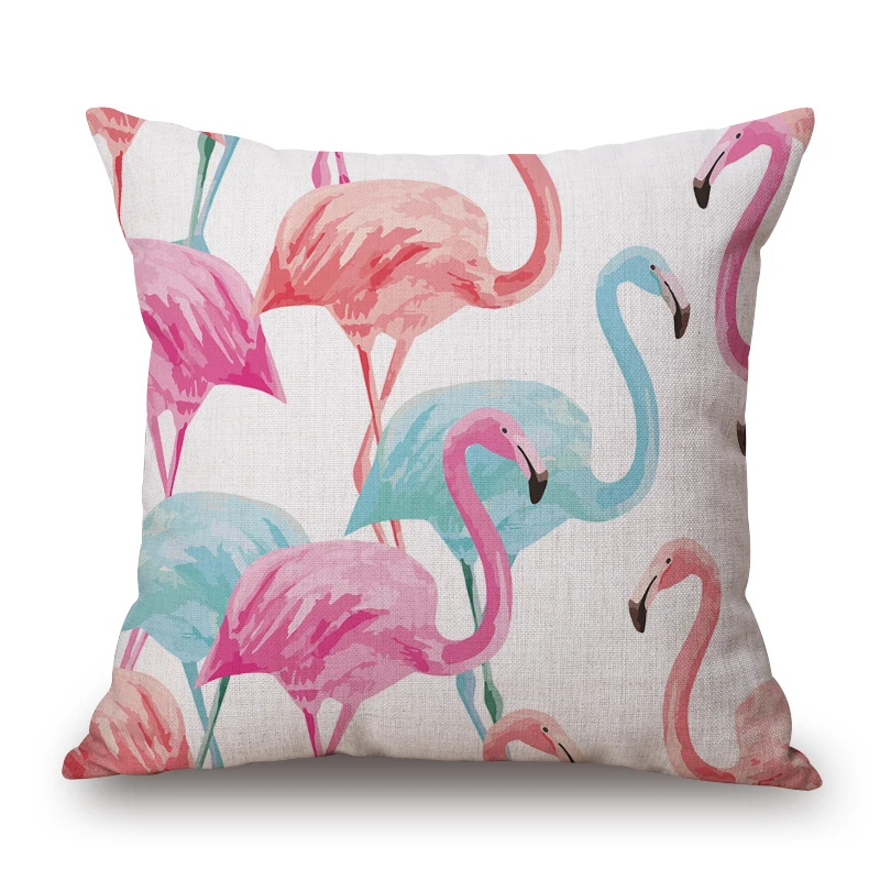 jungle bird chaise chair sofa cushion cover flamingo throw pillow case green leaf almofada tropical decoration cojines for home | Дом и сад