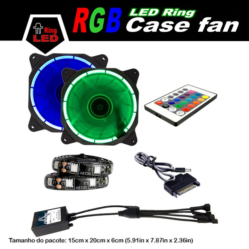 Alseye светодиодное кольцо rgb pc case вентилятор 2 шт. 120 мм вентиляторов 12 В 1300 ОБ./МИН.