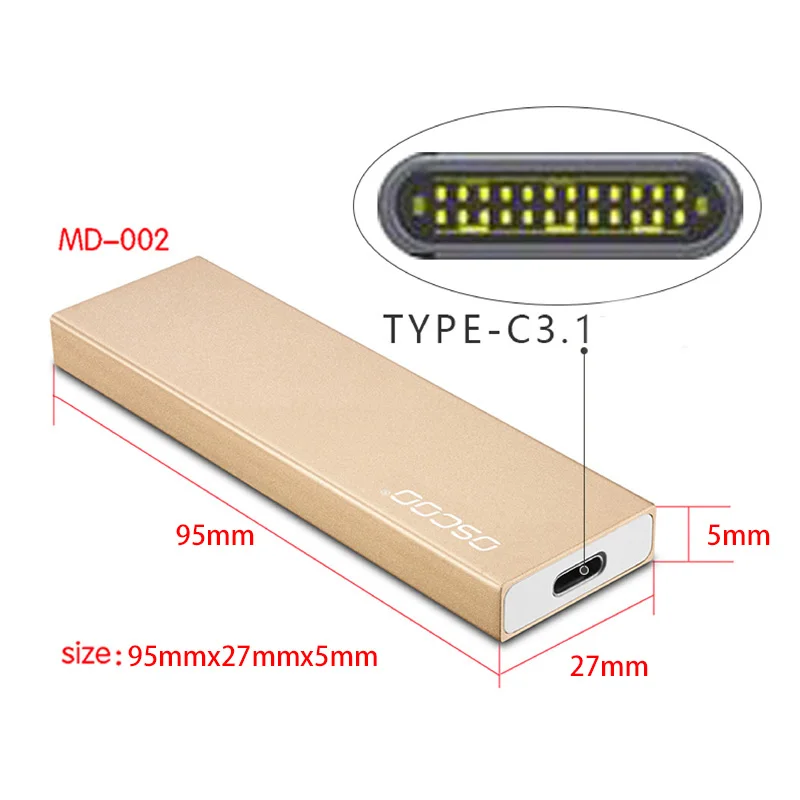 Oscoo Md-002 type-C Usb3.1 внешний Ssd Внешний жесткий диск 120 Гб внешний твердотельный диск Настольный для Windows Xp Mac Os X