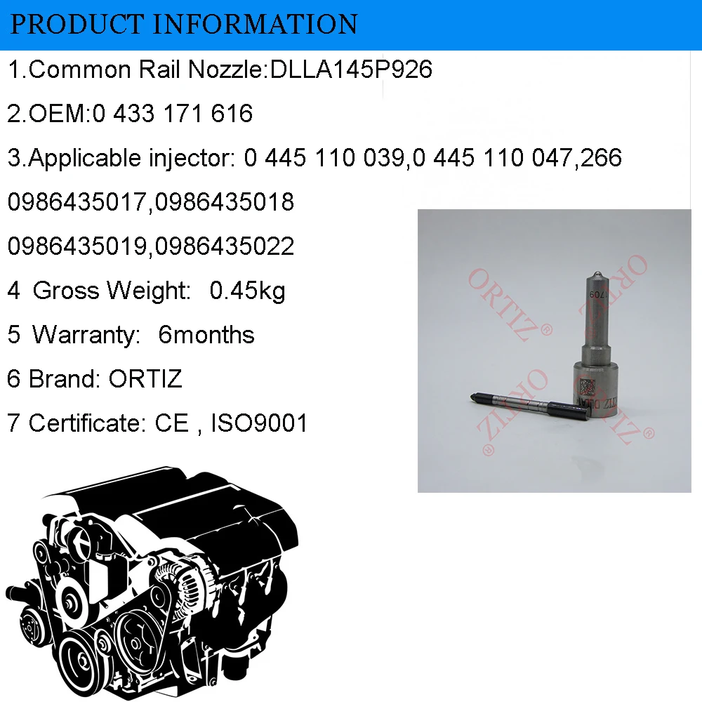 Кроме того, указанный в линию common rail запчасти DLLA145P926 насадка для кран DLLA 145P926 oem(контрактное производство продукции, которая уже существует 0 433 171 616, DLLA 145 P 926 для 0 445 110 039