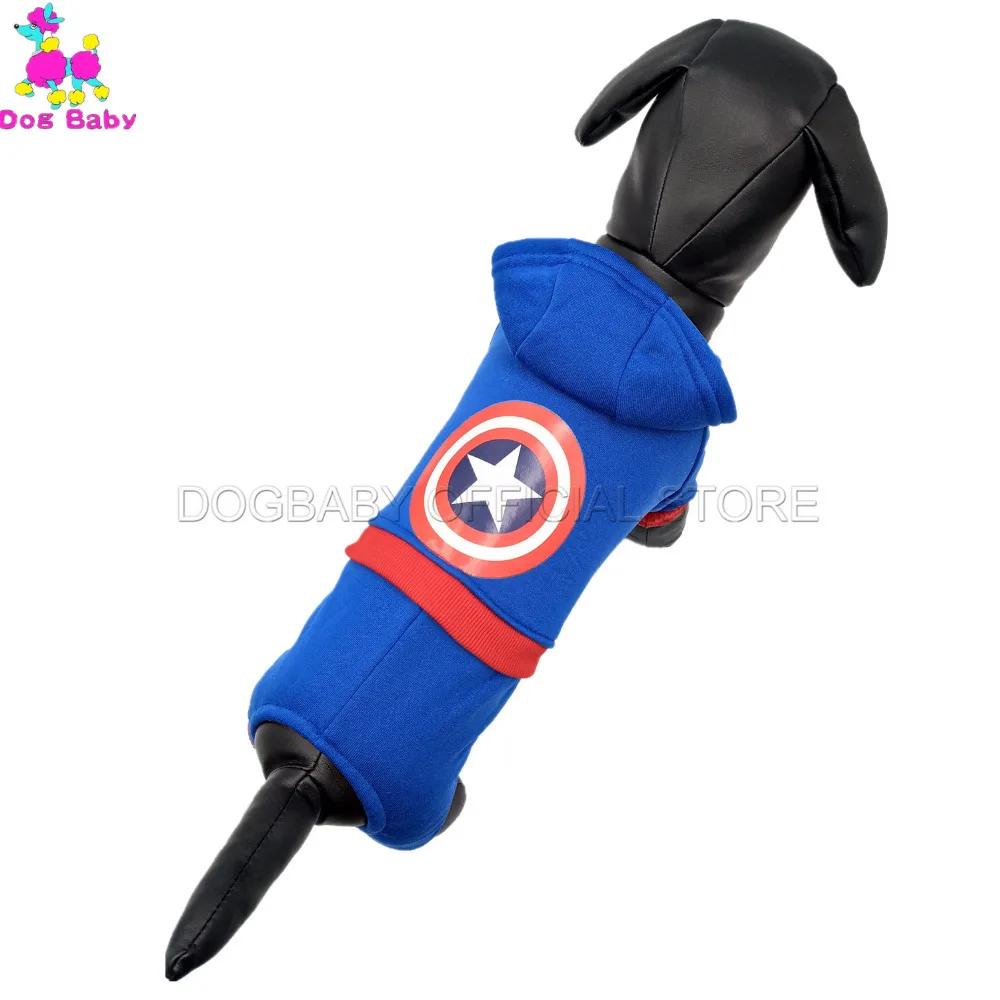 Осенне-зимняя куртка для собак DOGBABY 100% хлопок с принтом Капитана Америка одежда