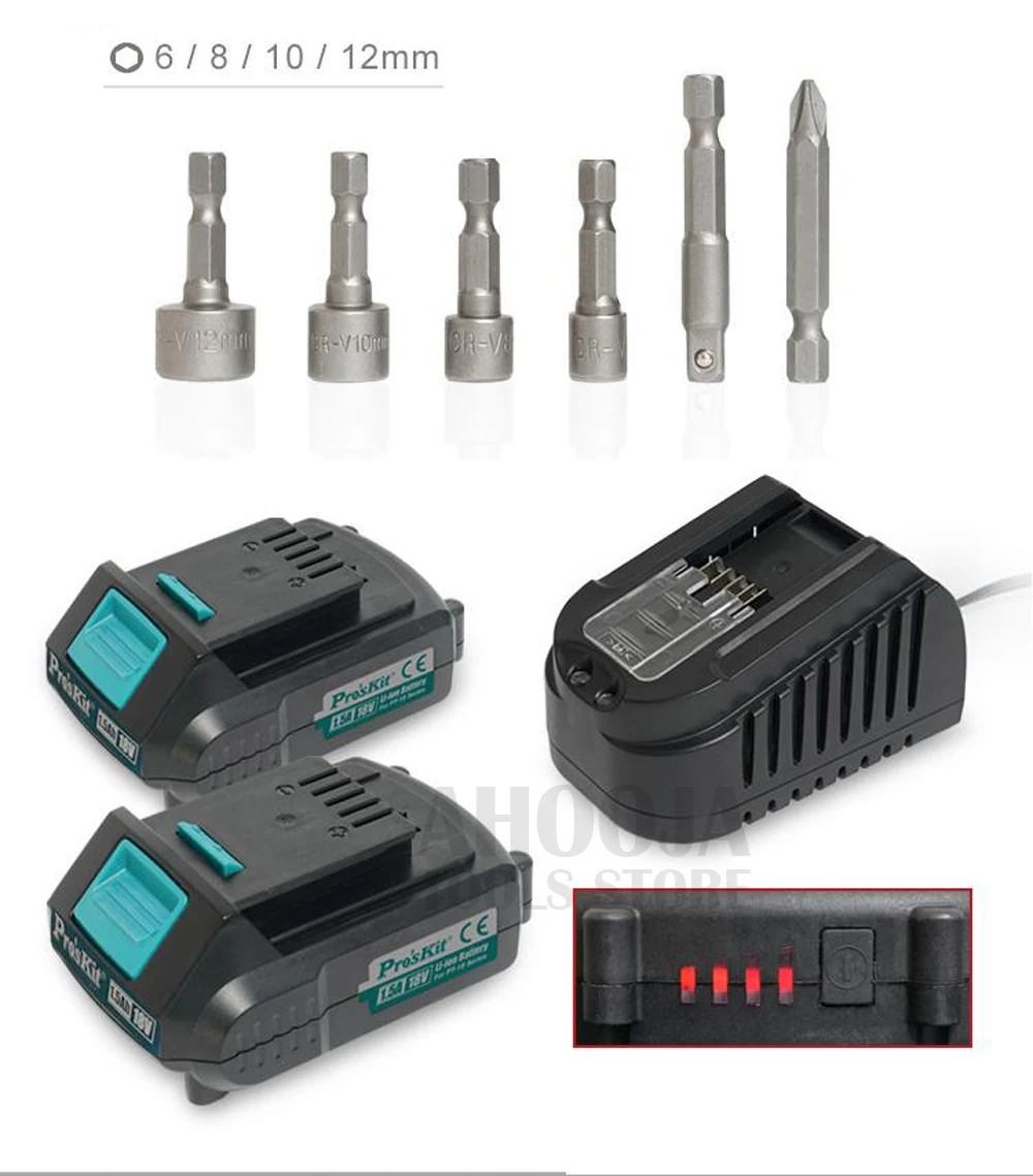 Pro'skit PT-1802G 18V литиевая Батарея Ударная дрель отвертка дома Перезаряжаемые электрическая дрель мульти-Функция электрические инструменты