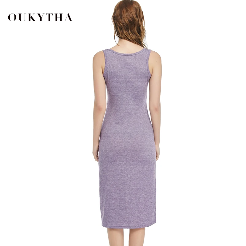 Женское длинное платье Oukytha повседневное облегающее жилет без рукавов модель Q15210