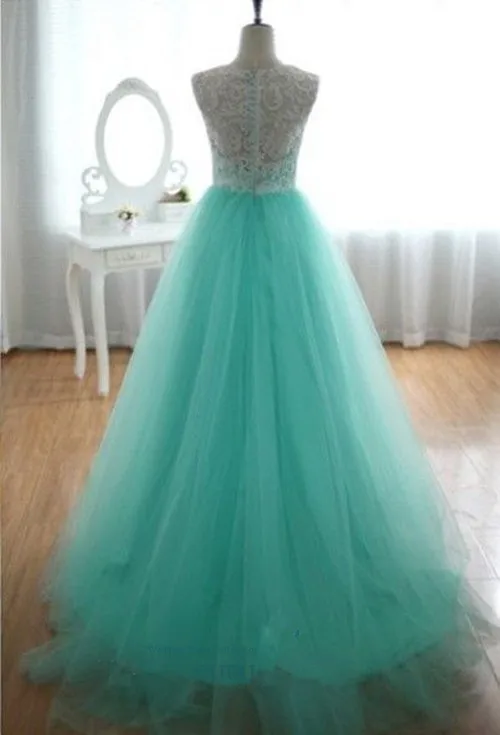 2014 Newest In Stock Light Blue High Neck Sleeveless Long Prom Evening Dresses real picture | Свадьбы и торжества