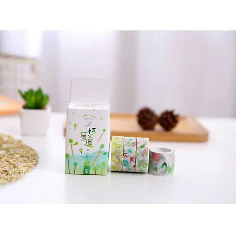 Джейми Примечания листья и трава серии васи Клейкие ленты 4 рулона/мешок