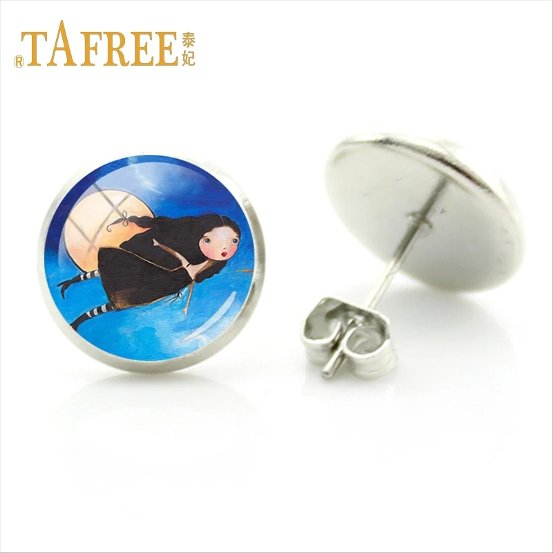 Женские серьги гвоздики с рисунком TAFREE изысканные Винтажные ювелирные изделия