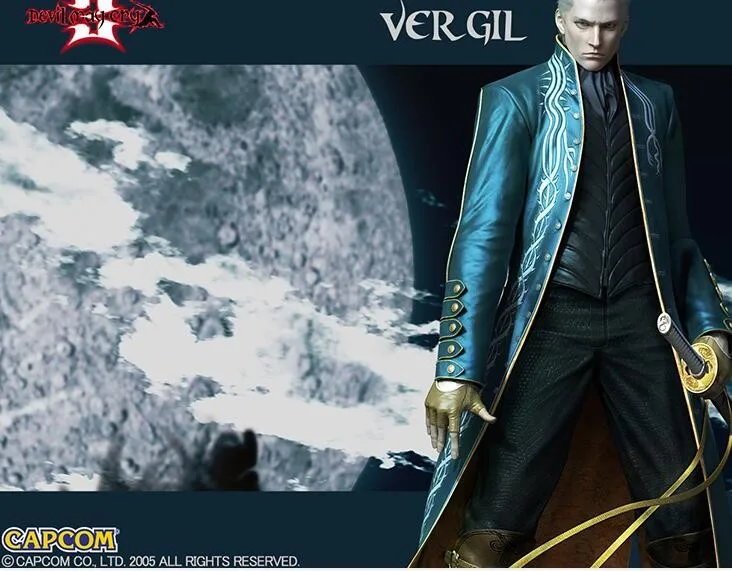 Горячая игра Vergil мужской кожаный костюм для косплея полный комплект