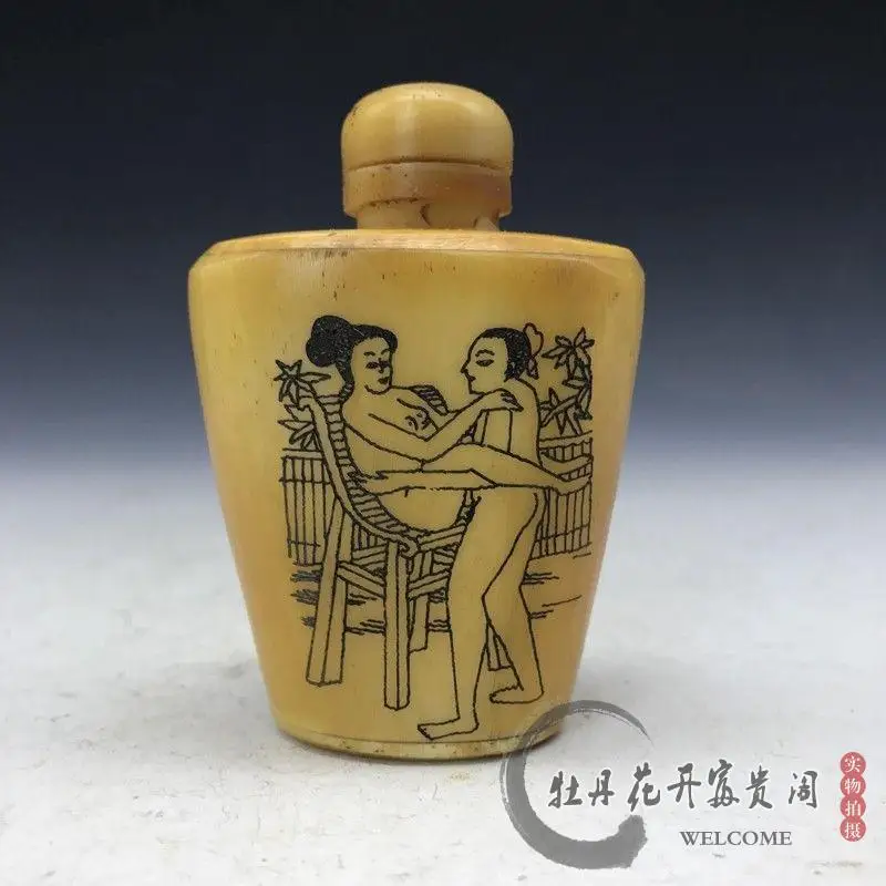 Античная эротическая табак бутылка коллекция костная резьба|bone carving|bone collectionbone