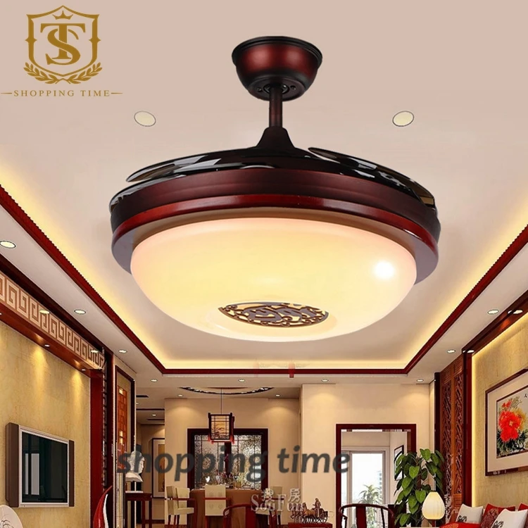 Китайский Стиль Небольшой 32 Дюймов Потолочный Вентилятор Свет Невидимый Лопасти
