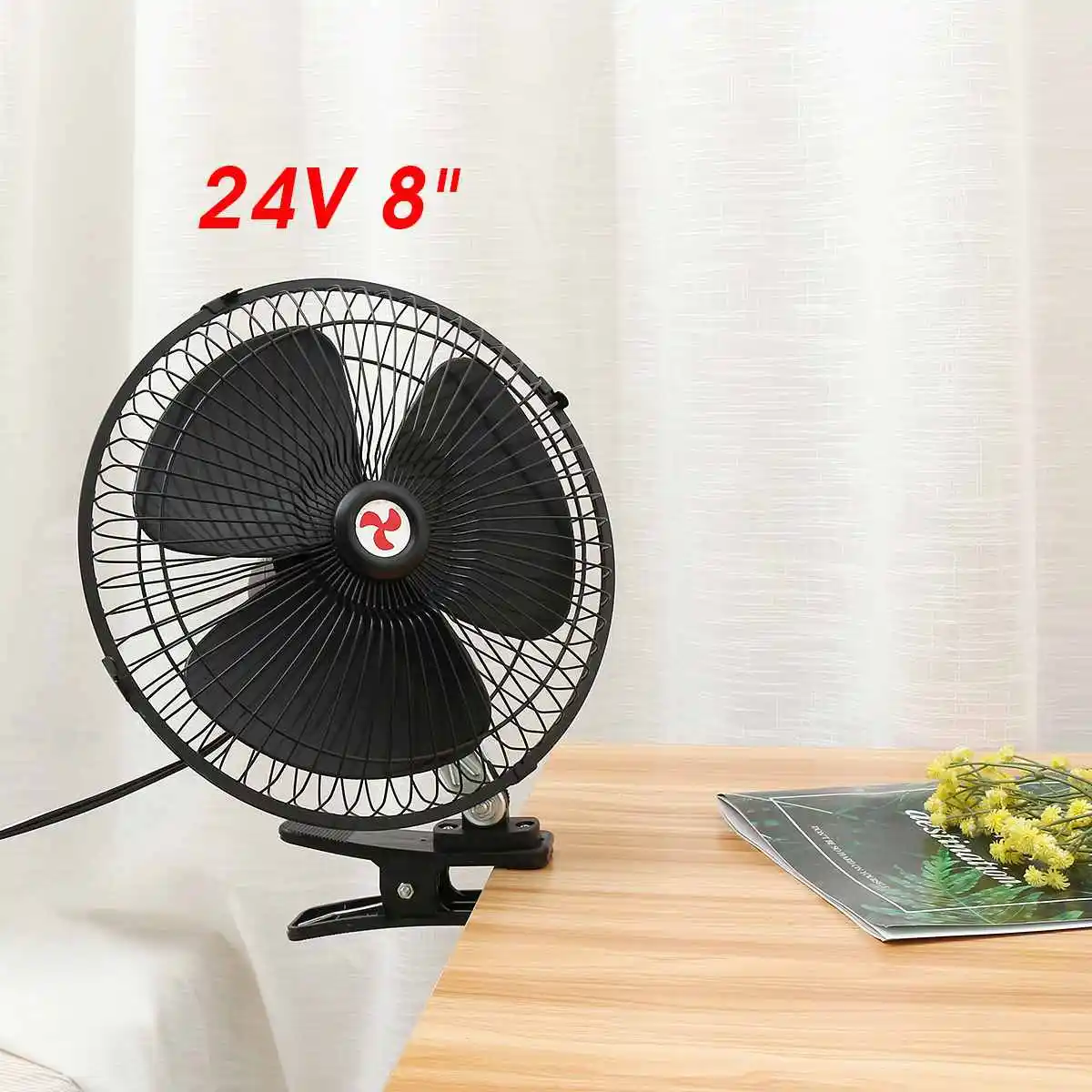 8inch 24V 12V/24V 8"/10" Car Fan Cooling Airflow Clip-on All-Round Adjustable Electric Fans Low Noise Air Cooler For Auto Home Truck - Название цвета: 8inch 24V