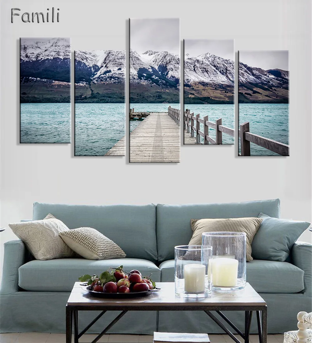 Wall Pictures Mountain Landscape Painting Art New Zealand Photo Canvas Print Poster For Home &amp Office Decor No Framed art print | Дом и сад