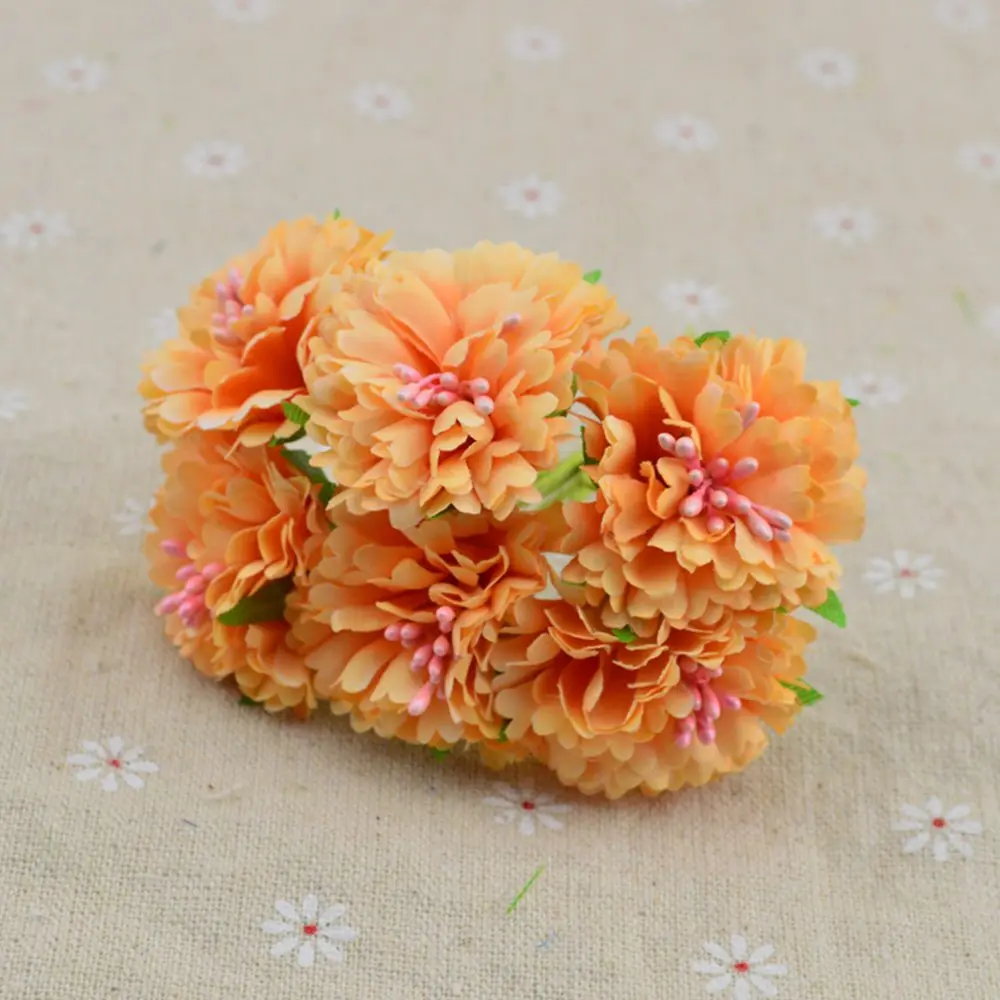 yellow 6 шт./набор шелковая Гвоздика diy ВЕНОК подарки Искусственные цветы к Рождеству для дома свадебный Декор Аксессуары Поддельные Скрапбукинг - Цвет: yellow