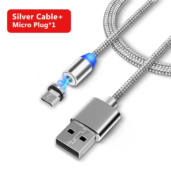 Silver NOHON Сильный магнитный кабель Micro usb type C для Apple iPhone X XS MAX XR 8 IOS 12 Быстрая зарядка Andriod магнитные кабели для телефона 1 м - Цвет: Silver