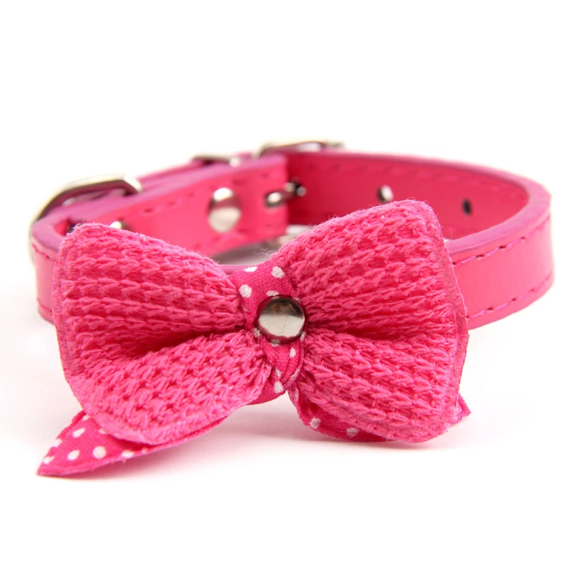 Ошейник для собак из искусственной кожи ошейник щенков с вязаным бантом ошейники