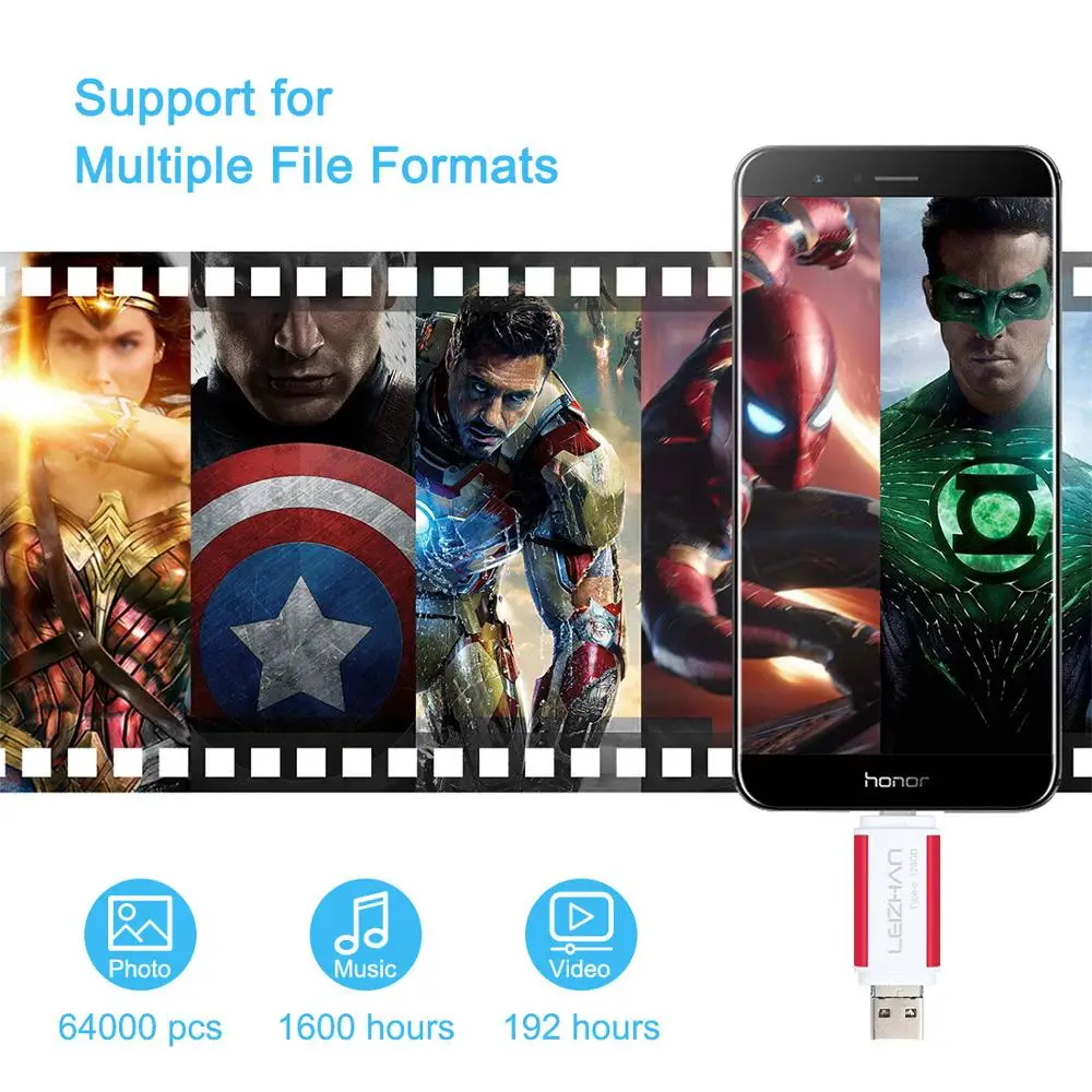 LEIZHAN Android телефон USB флэш накопитель 3 в 1 C фото палка 256 ГБ 128 Гб 64 32 0 Micro Memory stick Type