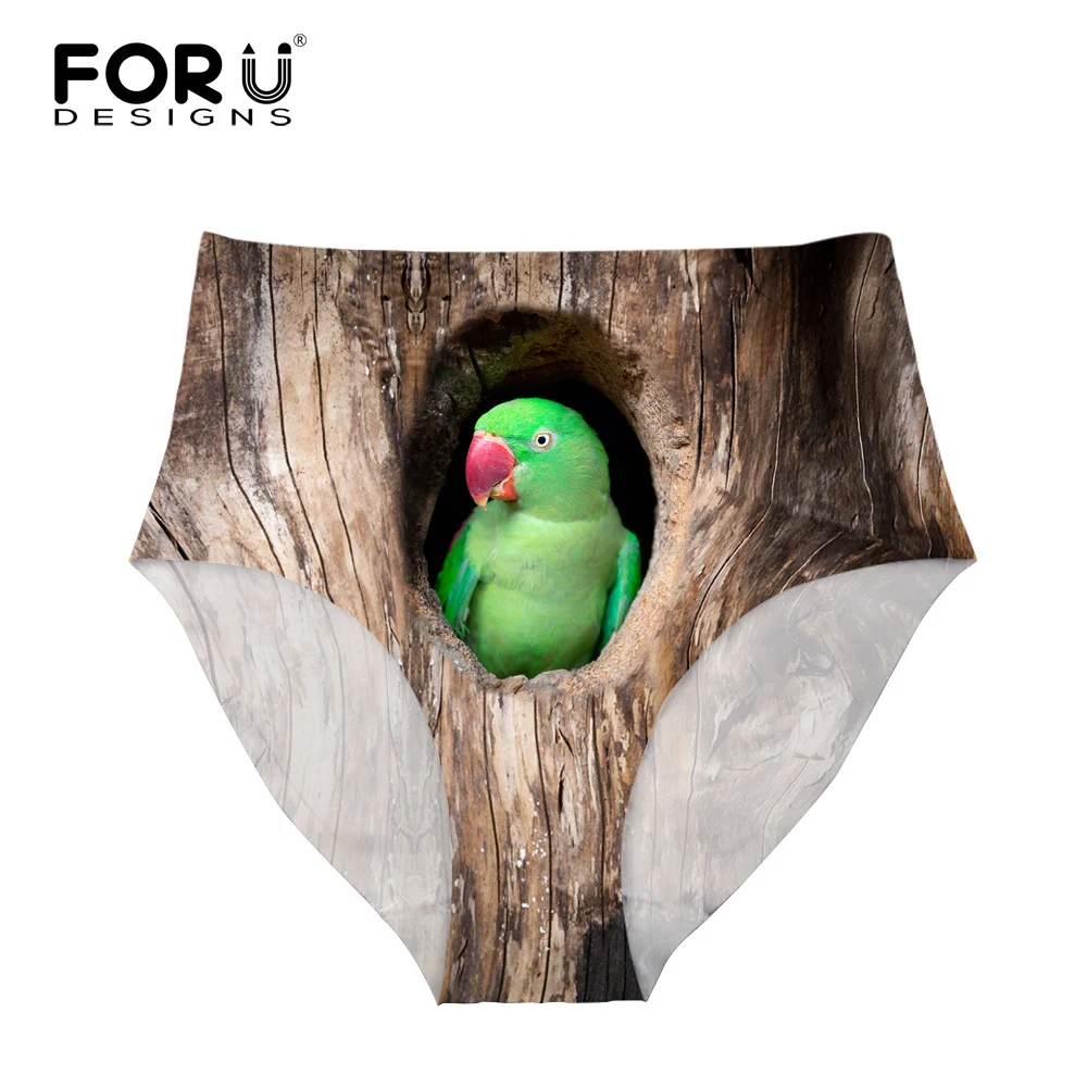 FORUDESIGNS/женские Мягкие Трусики с высокой талией 3D принт с изображением милых животных сексуальное женское белье дышащая Мода высокая посадка нижнее белье