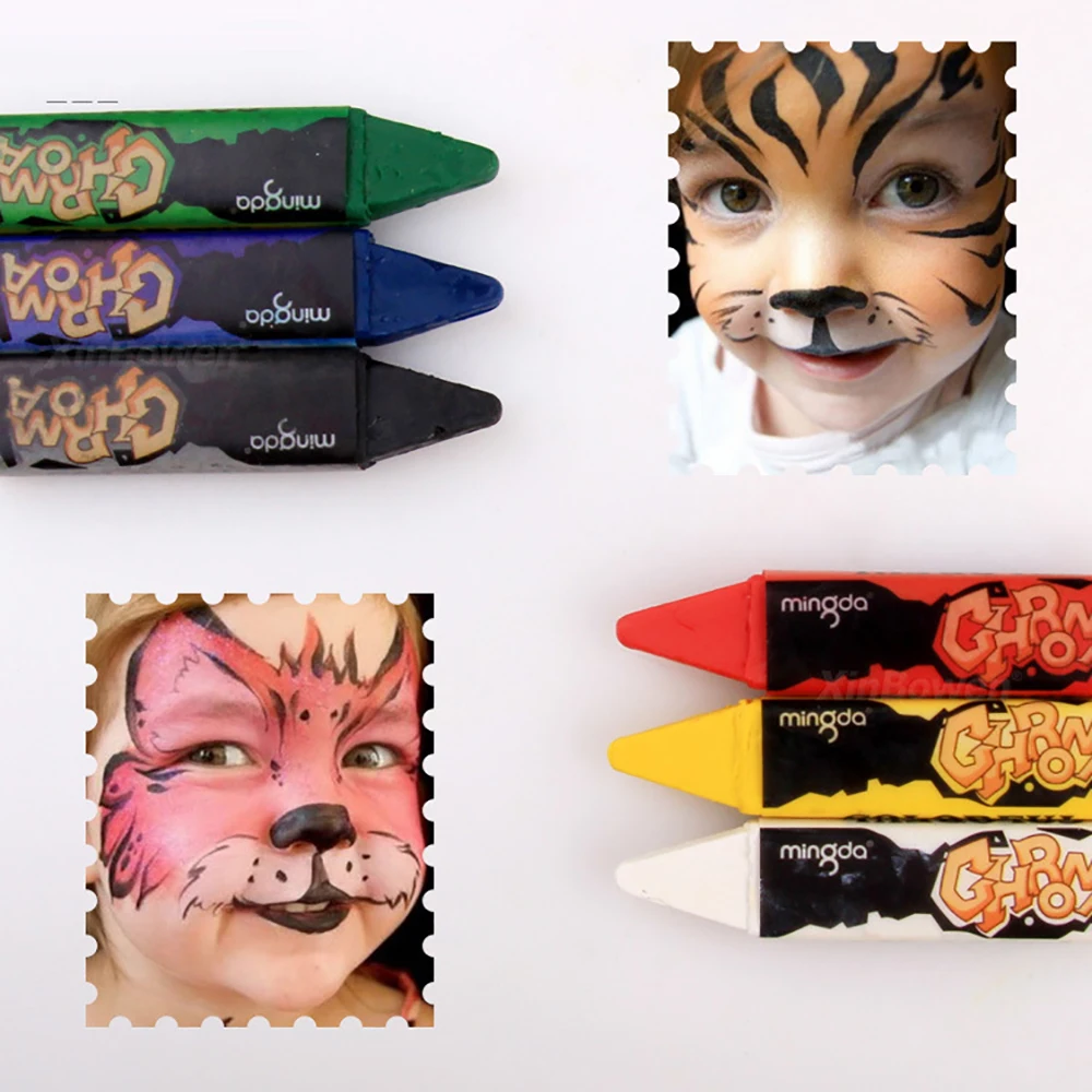 6 шт. мини цвета лица для детей клоун лицо раскраска радуга цветные карандаши