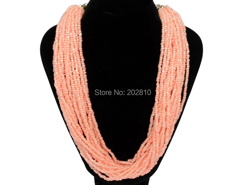 Оптовая продажа светло красное M стеклянное ожерелье с бусинами эффектное для