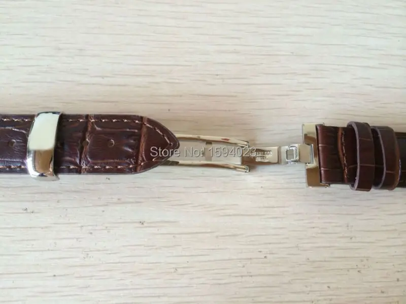 19mm (Buckle18mm) PRC200 T17 T41 T461 High Quality Silver Butterfly Buckle + Brown Genuine Leather Watch Bands Strap