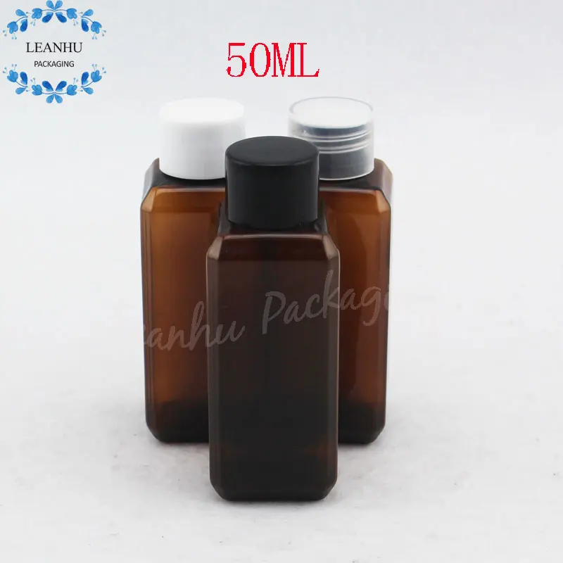 Пустой коричневый Квадратная бутылка для крема с закручивающейся крышкой