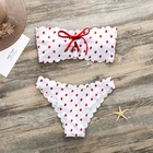 Пикантное бикини в горошек, женский купальник-бандо с пуш-ап, летняя пляжная одежда, купальник, Женский комплект бикини с принтом, купальный костюм