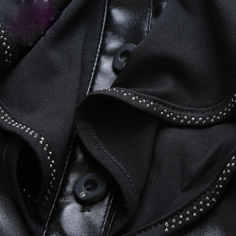 2019 Новинка осени стройнящее женское платье из искусственной кожи большие