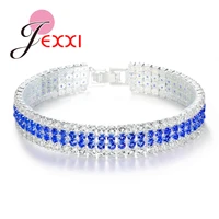 crystal bracelets for women femme 925 sterling silver charm bracelets bangles wedding jewelry with cz crystal stone
