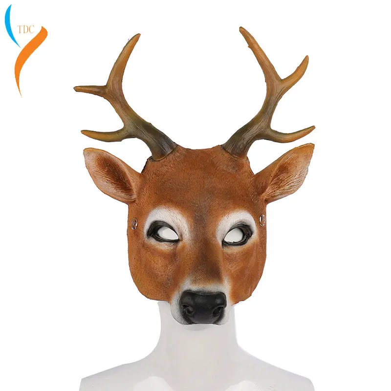

2019 New Fashion Christmas Reindeer 3D Animal Realistic Halloween Party Pu Foam Latex Deer Head Mask halloween anime cosplay