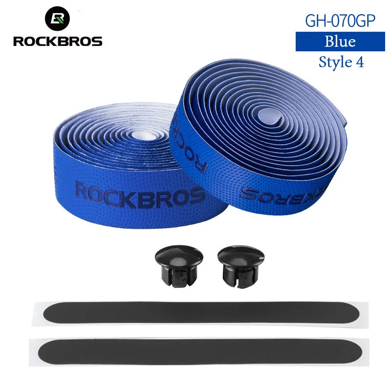 ROCKBROS анти-скольжения, руль для шоссейного велосипеда, руль лента на рукоятку мягкая велосипед eva рукоятка и закрытой пяткой, на ремешках на открытом воздухе велосипедная ручка ремень для велосипеда - Цвет: Style 4-Blue