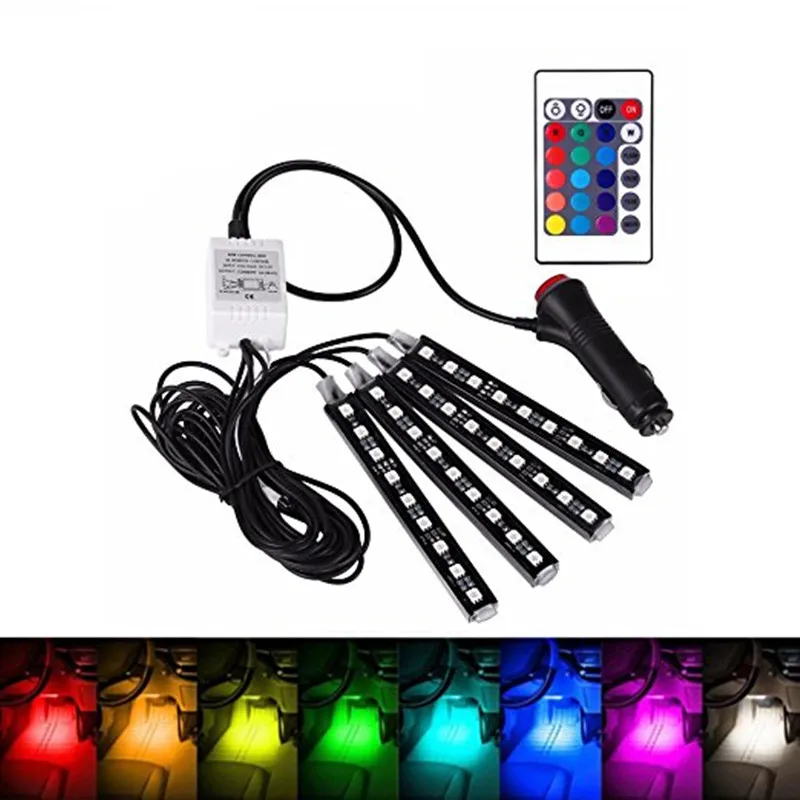 7 цветов светодиодный комплект освещения для салона автомобиля RGB автомобильный