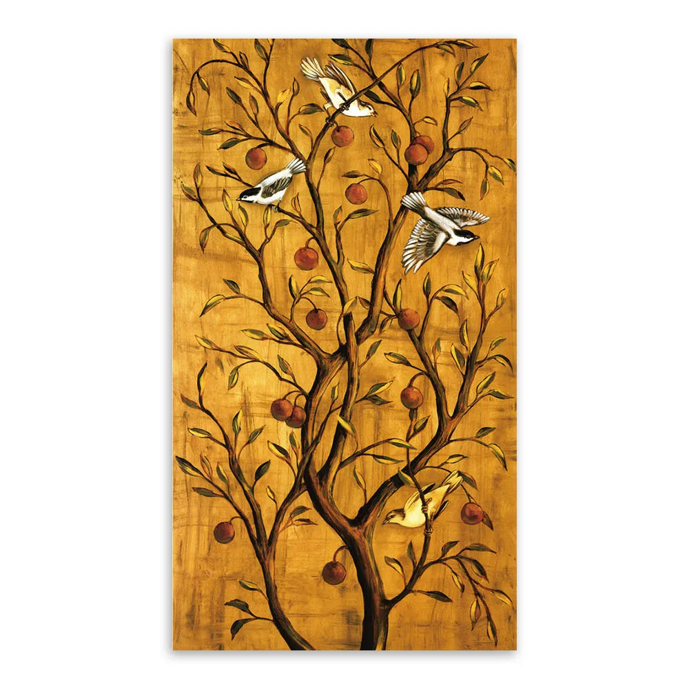 3 Фортуны деревья Темный современный ВИНТАЖНЫЙ ПЛАКАТ ПЕЧАТЬ Птица Животное