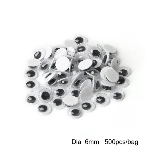 6mm 500Pcs Милые! 4-24 мм и 8x10 мм самоклеющиеся игрушки глаза всего смешанный гуглый глаз плюшевый медведь пластиковая кукла глаз скрапбук для куклы игрушки аксессуары - Цвет: 6mm 500Pcs
