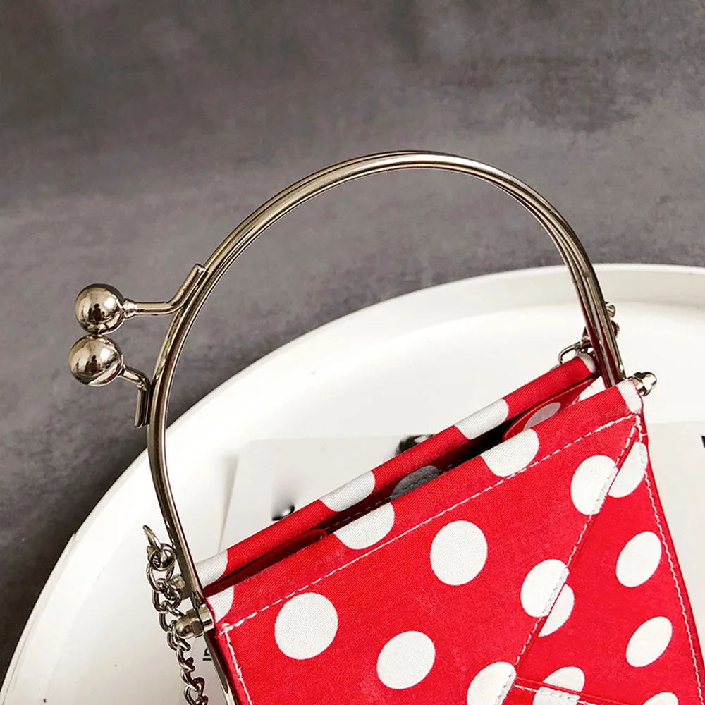 Женская простая сумка в горошек модная через плечо Ретро стиль для отдыха