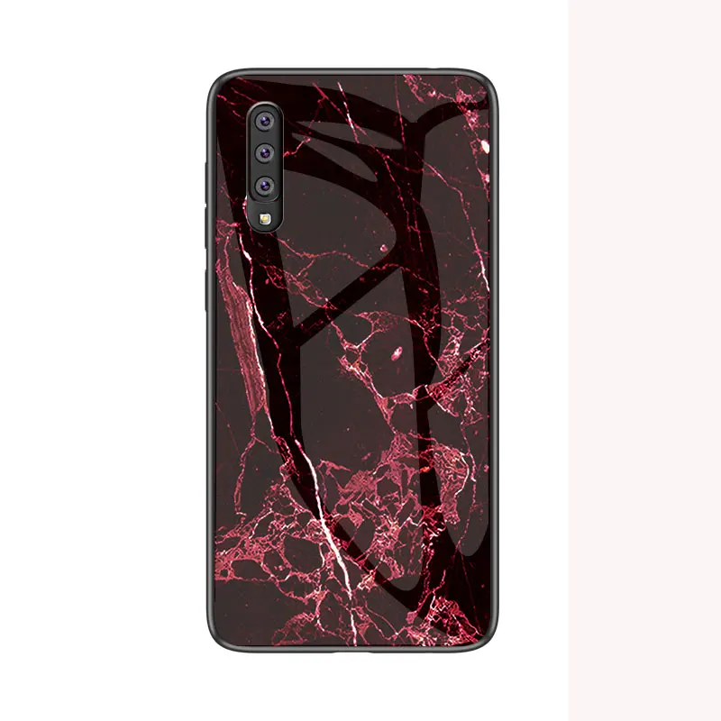 12 Для samsung Galaxy A50 чехол Мраморное зерно закаленное стекло градиент защитный чехол на заднюю панель для samsung A10 A20 A30 A40 A60 A70 - Цвет: 12