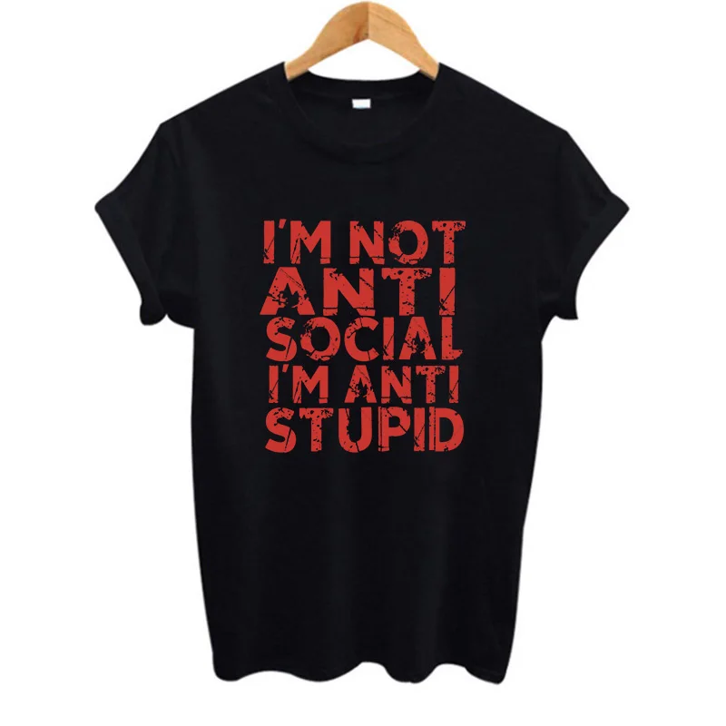 2019 в винтажном стиле сезон лето im не анти социальные stup id Prinshirt хлопковая Футболка