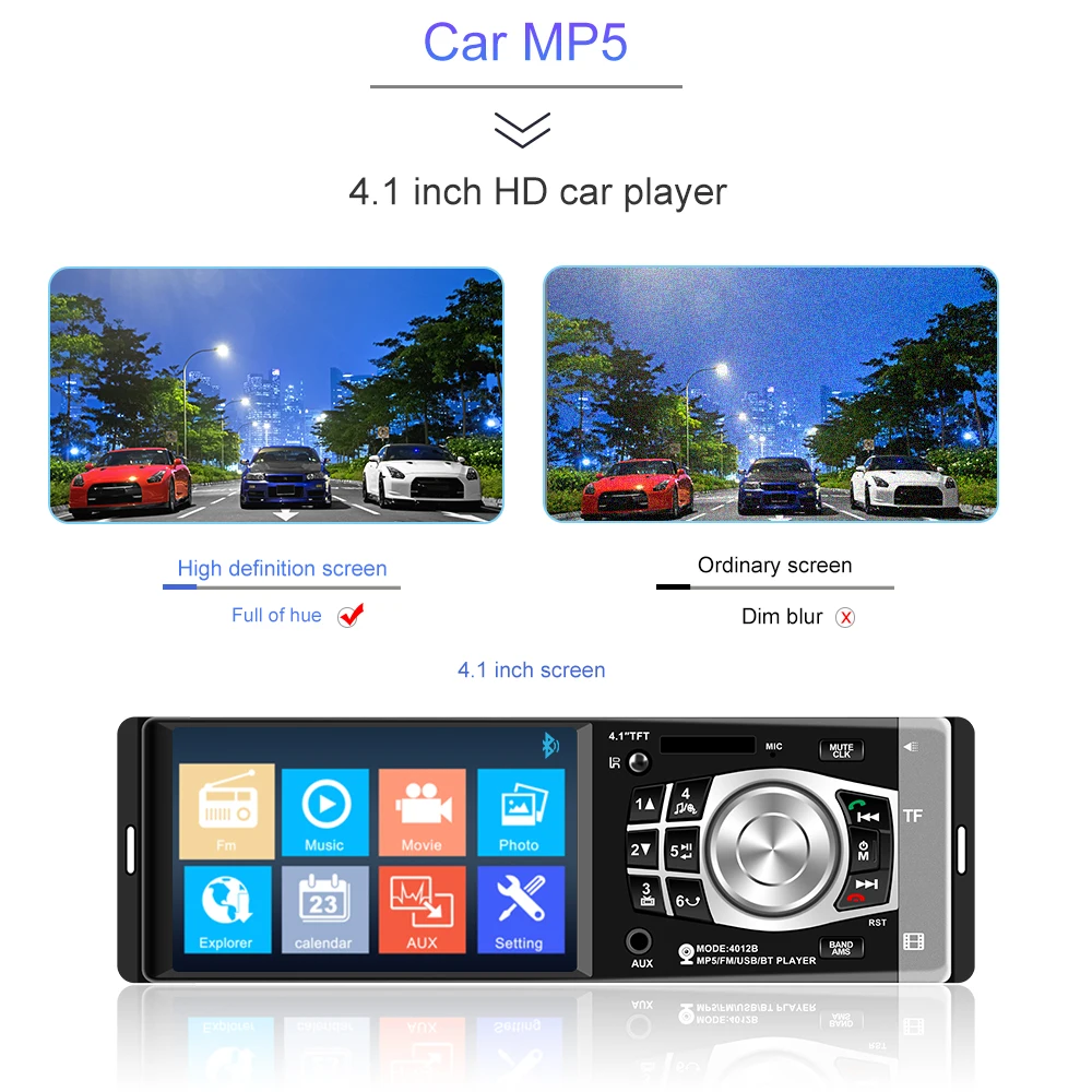 1 Din автомобильное радио Bluetooth 4,1 дюймов HD цифровой экран fm-плеер SD USB зарядное устройство камера заднего вида дистанционное управление аудио автомобиля
