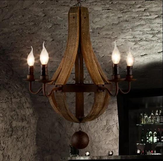 Американский Лофт стиль деревянный Droplight креативный ретро LED Chandeiler для гостиной