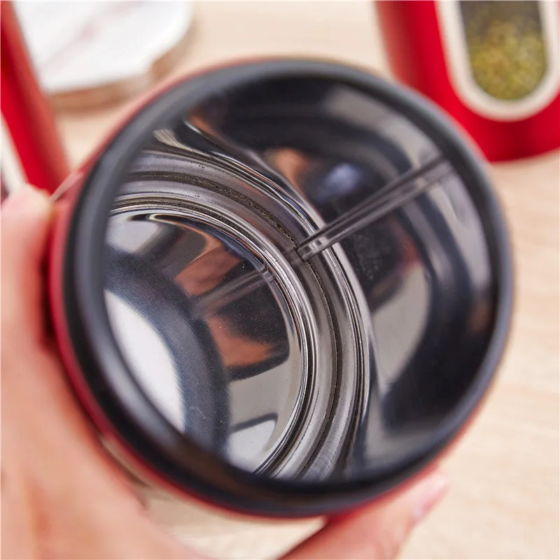 

2018 Free Shipping Stainless Steel Red Seal Fashion Practical Kitchen Seal Preserving Pot Tea Coffee Sugar Storage Jars Set of 3
