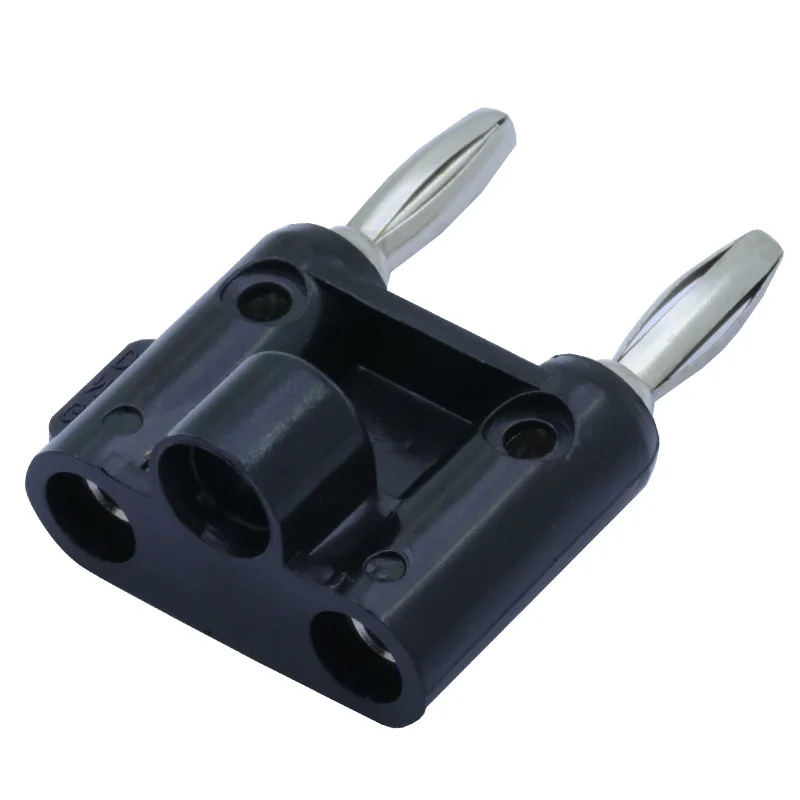 Никелированный черный + красный двойной головкой штепсельная вилка типа банан