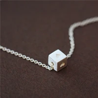 daisies square cube 925 sterling silver simple design necklaces pendants for women sterling silver jewelry bijoux femme