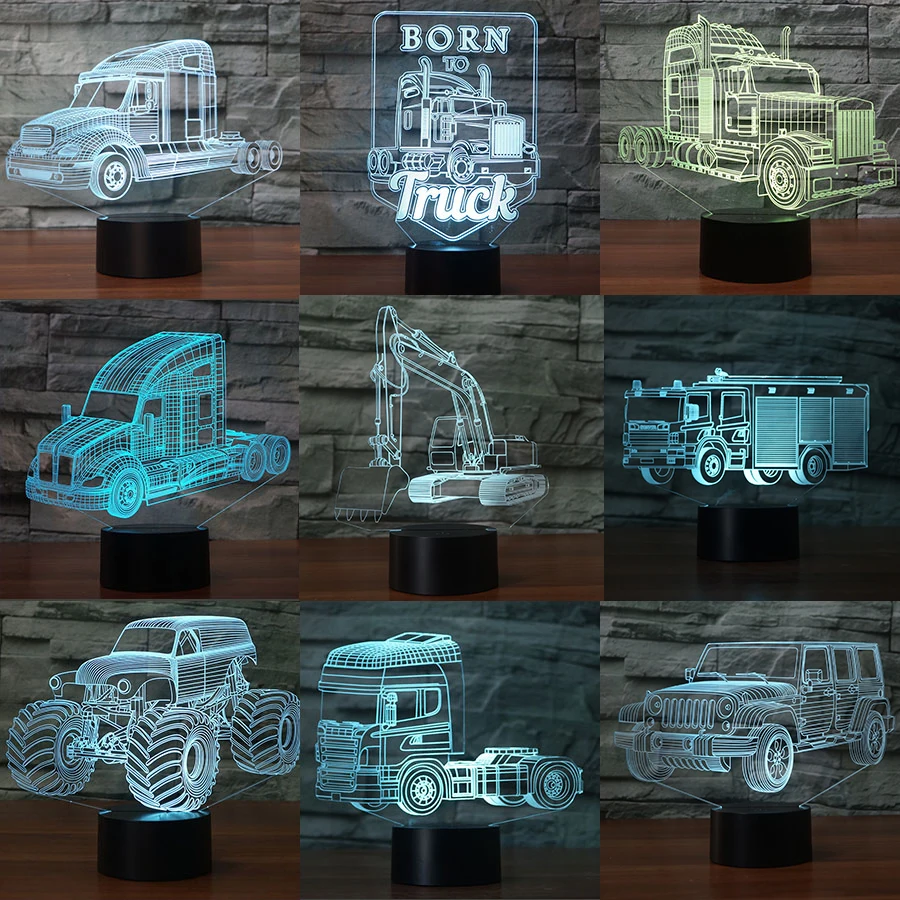Светодиодный ночник для тяжелых грузовиков 7 меняющихся цветов 3d иллюзия