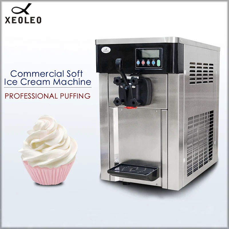 

XEOLEO Single Flavor Soft Ice Cream Machine 1300W Commercial Ice Cream Maker 18L/H Air-cooling Stainless Steel Yogurt Machine