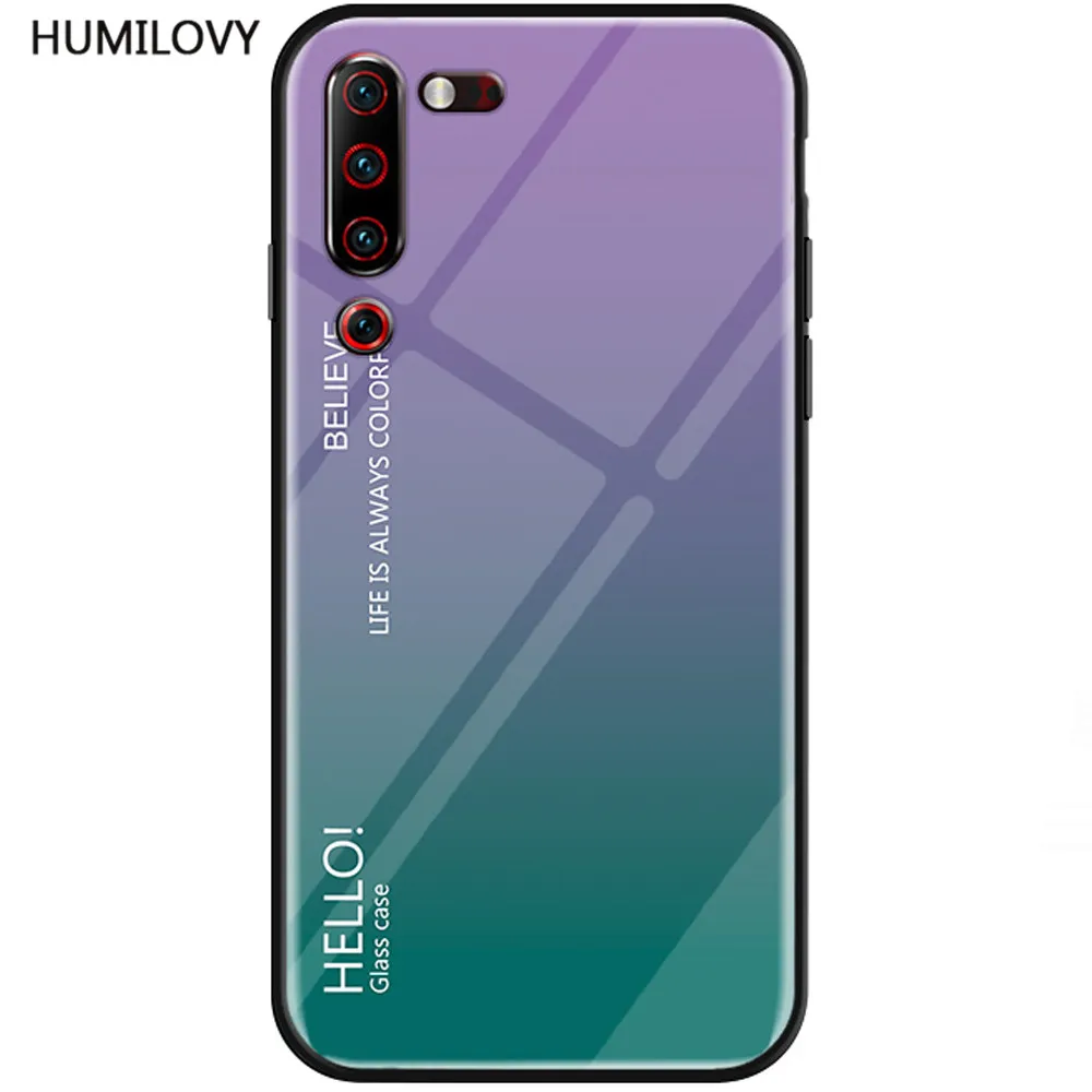 For Lenovo Z6 Pro Case Fundas Tempered Glass Luxury Gradient Soft Silicone Frame Back Cover |