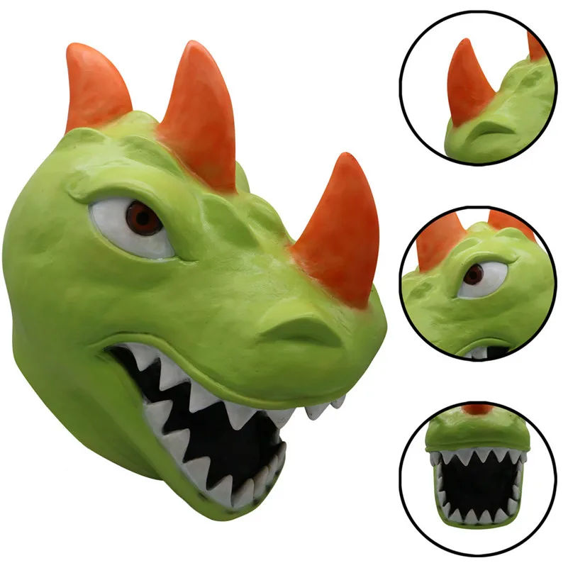 Забавная маска динозавра Рекс для косплея латексная лица костюм на Хэллоуин