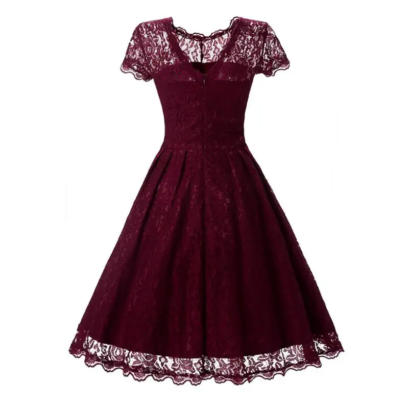Горячая Распродажа женское летнее кружевное платье винтажное с круглым вырезом